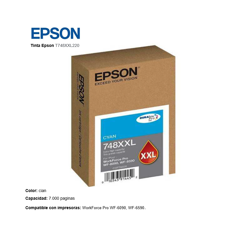 TINTA EPSON T748XXL220-A CYAN (WF-6090/6590)